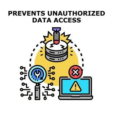 Preventing data breaches and unauthorized access with cybersecurity Stock Illustration