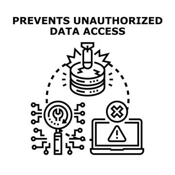Preventing data breaches and unauthorized access with cybersecurity Illustrazione stock