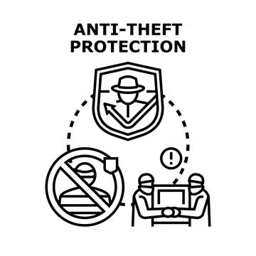 Preventing digital crime, cyber security, and data theft Stock Illustration
