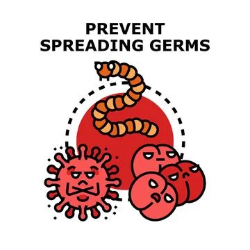 Preventing disease spreading germs and microbe infection Stock Illustration