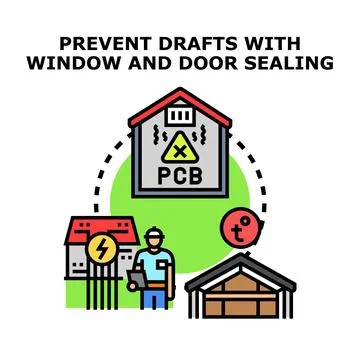 Preventing drafts with window door sealing service Illustrazione stock