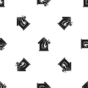 Preventing fire pattern seamless black Ilustración de archivo