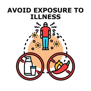 Preventing illness exposure avoiding harmful food and drinks Stock Illustration