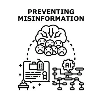 Preventing misinformation using artificial intelligence vector illustration Stock Illustration