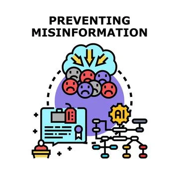 Preventing misinformation using artificial intelligence vector illustration 스톡 일러스트