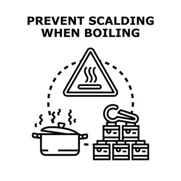 Preventing scalding and burns during heating process Stock Illustration