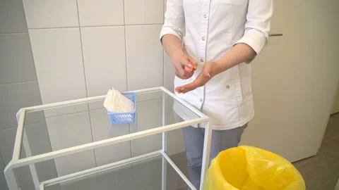 Preventing the spread of the virus. Disinfection.Correct use of the mask 스톡 동영상 127459276