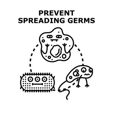 Preventing spreading germs and bacterial microorganism infection Stock Illustration