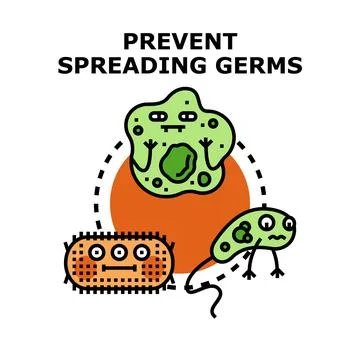 Preventing spreading germs and bacterial microorganism infection Stock Illustration