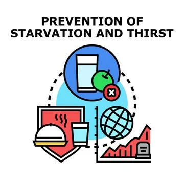 Preventing starvation and thirst, global hunger concept Stock Illustration