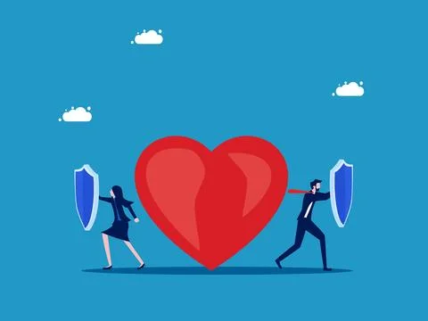 Preventing things that affect the mind. Businessman team holding a shield t.. Stock Illustration
