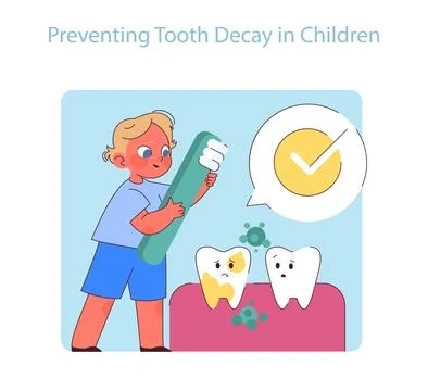 Preventing Tooth Decay in Children. Stock Illustration