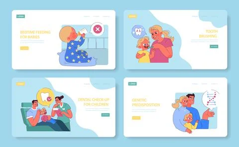 Preventing Tooth Decay Children set. Stock Illustration