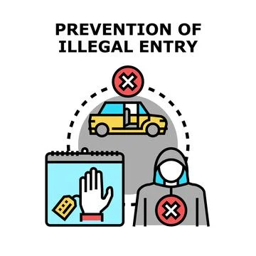 Preventing unlawful access and unauthorized border crossings concept Stock Illustration