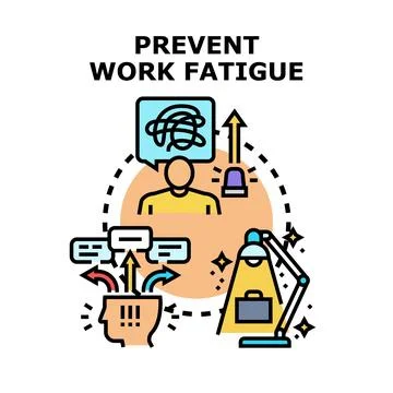 Preventing work fatigue and burnout stress concept Stock Illustration