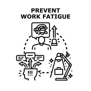Preventing work fatigue and burnout stress concept Ilustração Stock