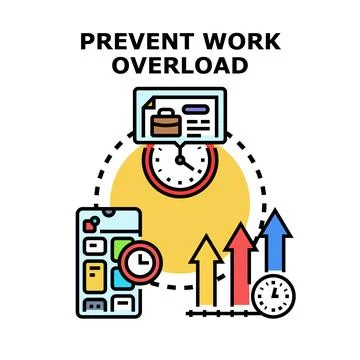 Preventing work overload concept with effective time management Stock Illustration
