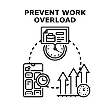 Preventing work overload concept with effective time management Stock Illustration