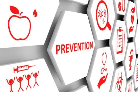 PREVENTION concept cell background 3d illustration Stock Illustration