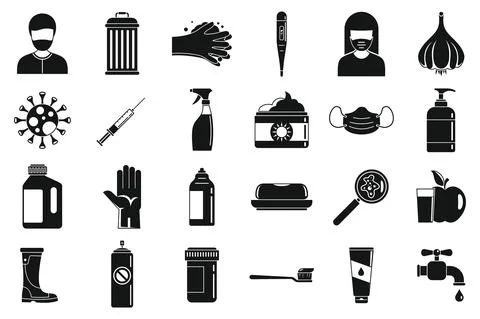 Prevention flu icons set, simple style Stock Illustration