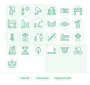 Prevention Professional Vector Set with 25 Regular Line Detail Enhanced Hig.. Stock Illustration