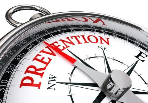 Prevention red word on concept compass Stock Illustration