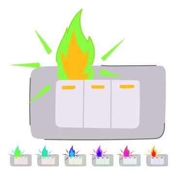 Prevention short circuit fire vector cartoon graphic Stock Illustration