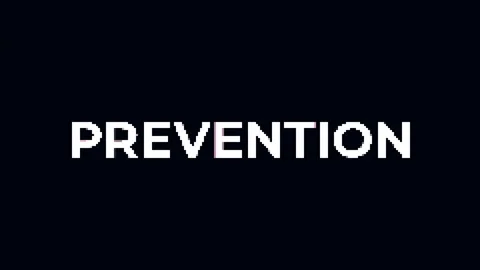 Prevention text with glitch distortion effect Video stock 232125048