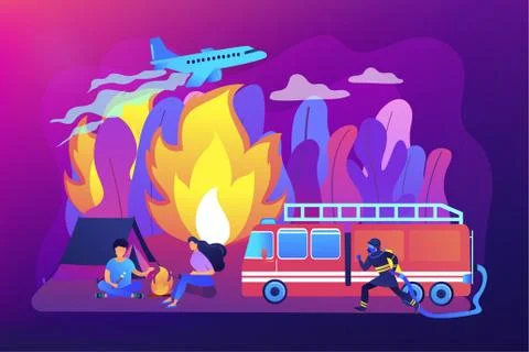 Prevention of wildfire concept vector illustration. Stock Illustration