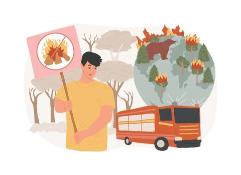 Prevention of wildfire isolated concept vector illustration. Ilustración de archivo