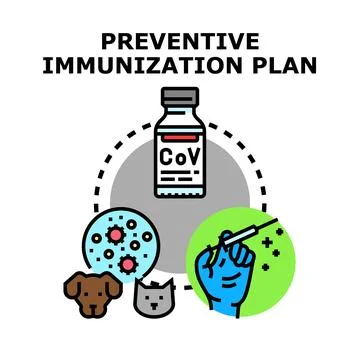 Preventive immunization plan protecting people and pets 스톡 일러스트