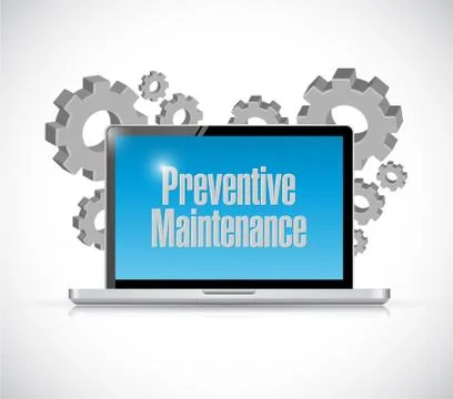 Preventive maintenance computer technology sign Stock Illustration