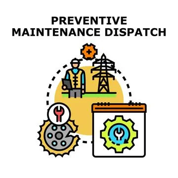 Preventive maintenance dispatch concept for service and repair Stock Illustration