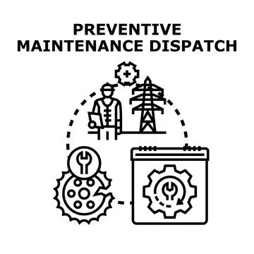 Preventive maintenance dispatch concept for service and repair Stock Illustration