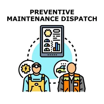Preventive maintenance dispatch planning and scheduling concept Stock Illustration