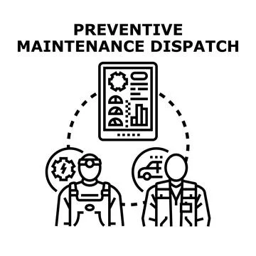 Preventive maintenance dispatch planning and scheduling concept Stock Illustration