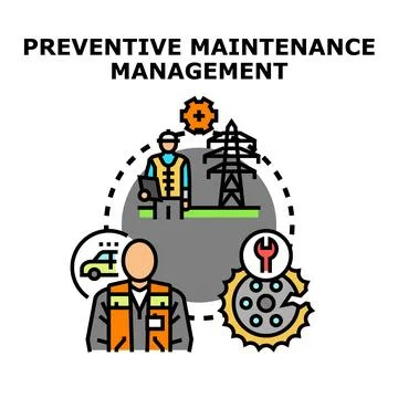 Preventive maintenance management system concept diagram Stock Illustration