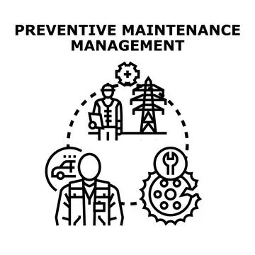 Preventive maintenance management system concept diagram Stock Illustration