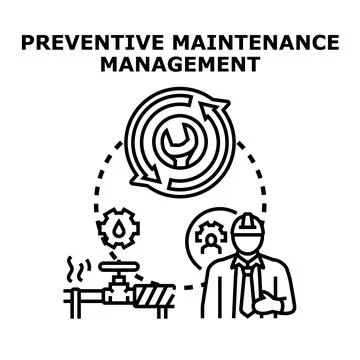 Preventive maintenance management system flat concept Stock Illustration