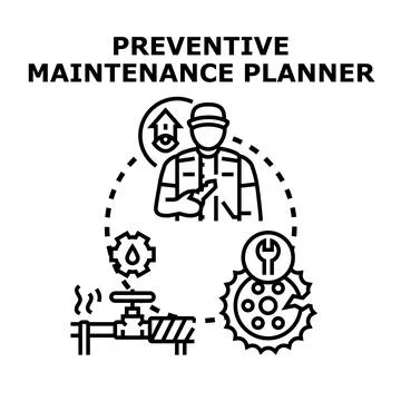 Preventive maintenance planner managing equipment and system monitoring Stock Illustration