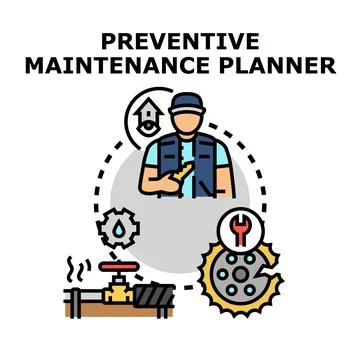Preventive maintenance planner managing equipment and system monitoring Stock Illustration