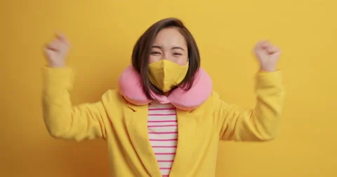 Preventive measures against coronavirus. Positive young Asian woman in Stock Footage 155229058