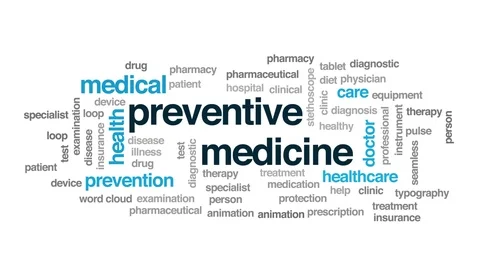 Preventive medicine word cloud. Kinetic typography. Stock Footage 106392201