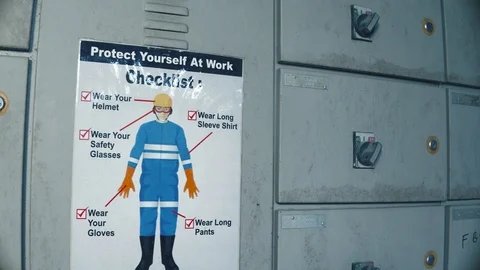 Preventive signs of wrong functioning on the walls of the factory for 動画素材 118895295
