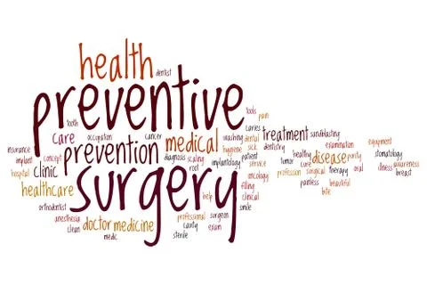Preventive surgery word cloud Stock Illustration