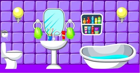 Preview bathroom with design elements Stock Illustration