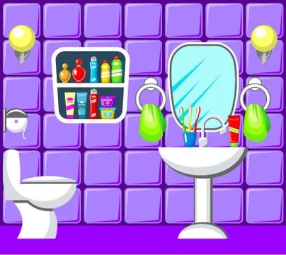 Preview bathroom with design elements Stock Illustration