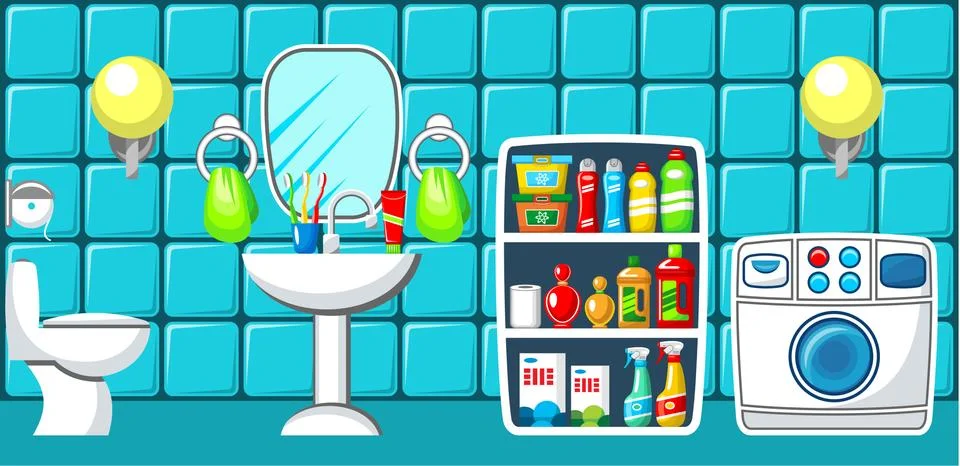 Preview bathroom with design elements Stock Illustration