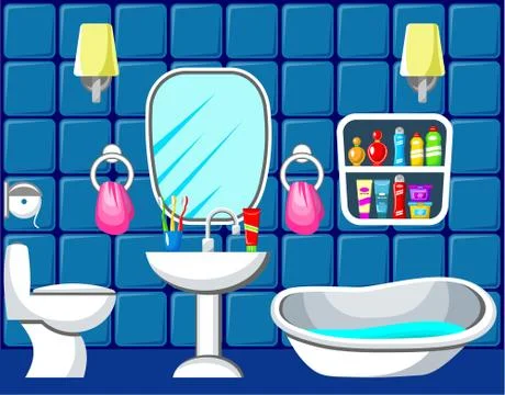 Preview bathroom with design elements Stock Illustration