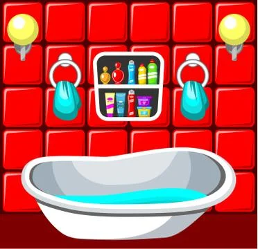 Preview bathroom with design elements Stock Illustration